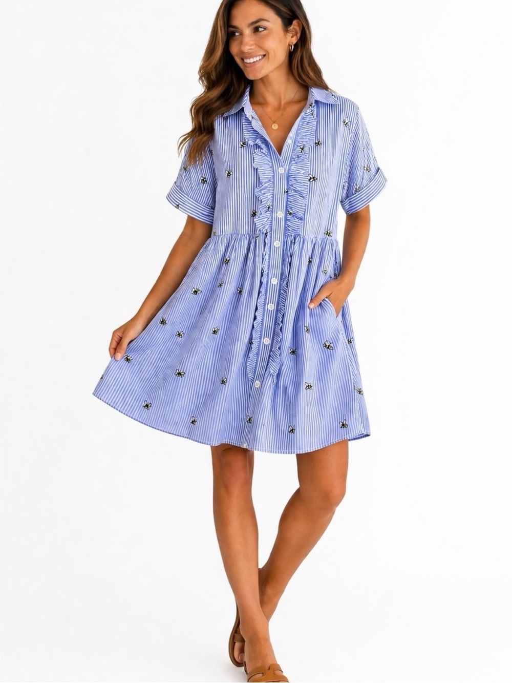 kate spade - Striped Bee Shirt Dress